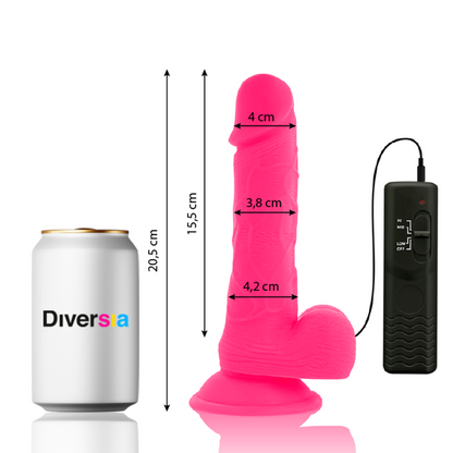 DIVERSIA - DILDO VIBRATÓRIO FLEXÍVEL ROSA 20,5 CM -O- 4,2 CM