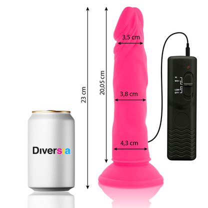 DIVERSIA - DILDO VIBRATÓRIO FLEXÍVEL ROSA 23 CM -O- 4,3 CM