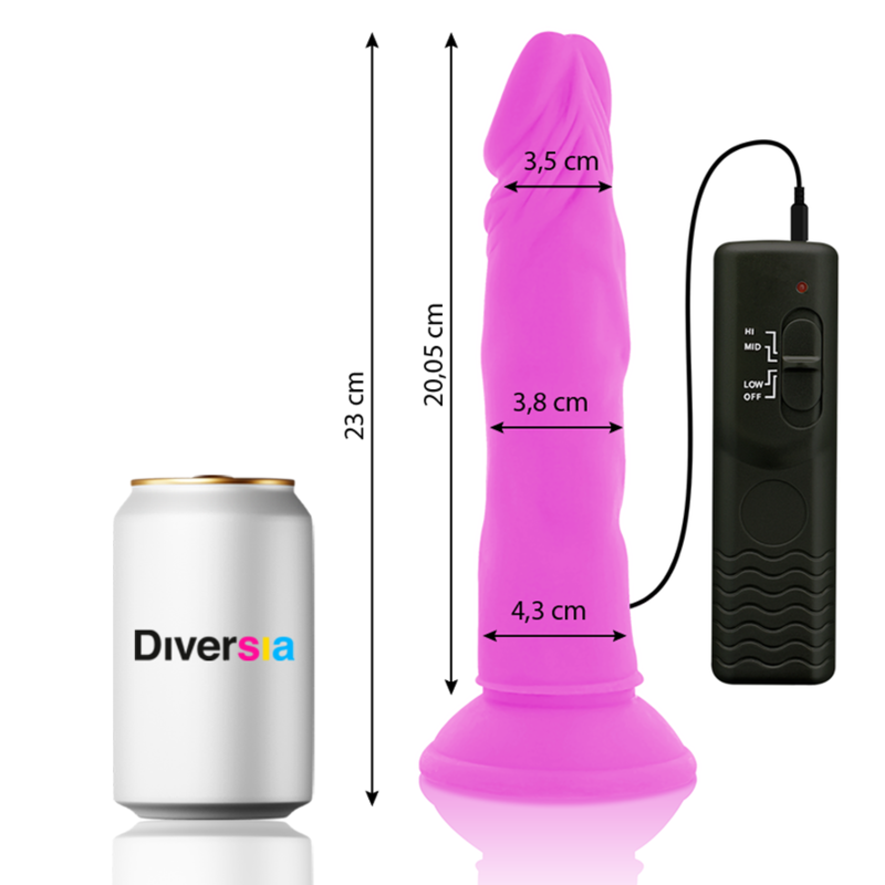 DIVERSIA - DILDO VIBRANTE FLEXÍVEL ROXO 23 CM -O- 4,3 CM