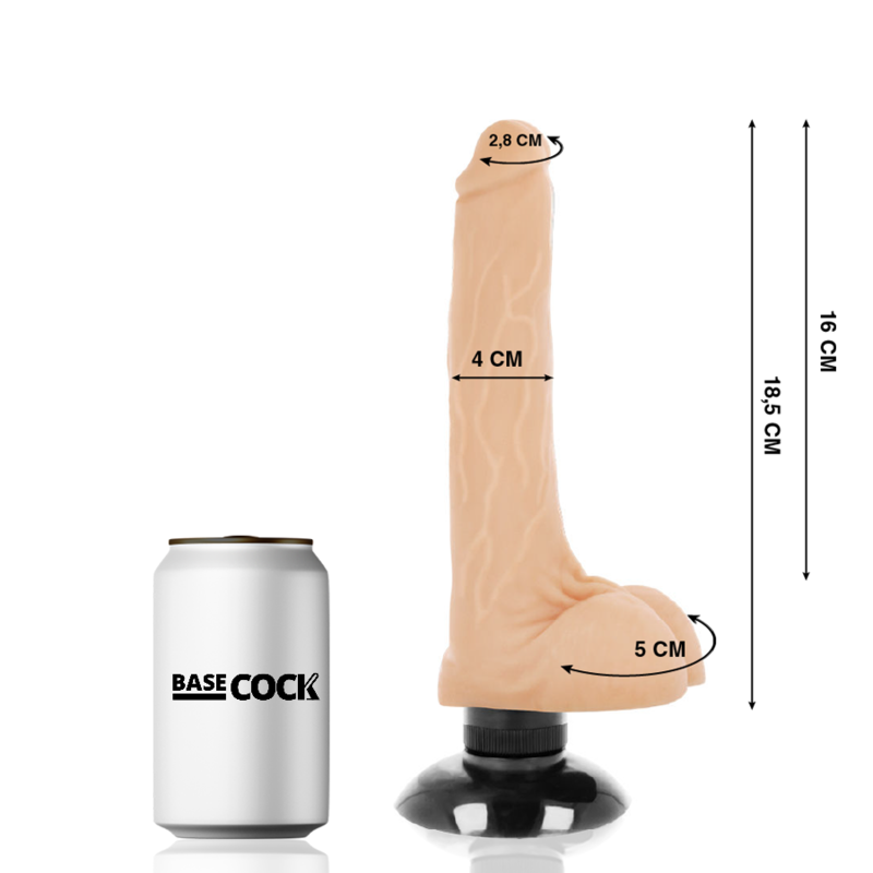 BASECOCK - VIBRADOR REALISTA 2-1 CARNE 18,5 CM -O- 4 CM