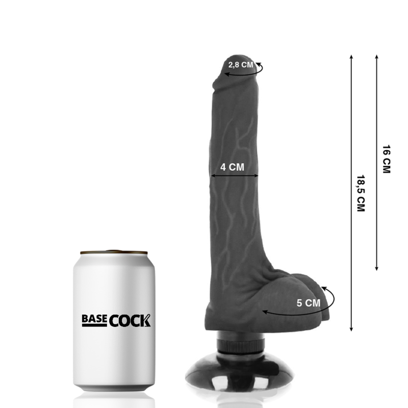 BASECOCK - VIBRADOR REALISTA 2-1 CARNE 18,5 CM -O- 4 CM