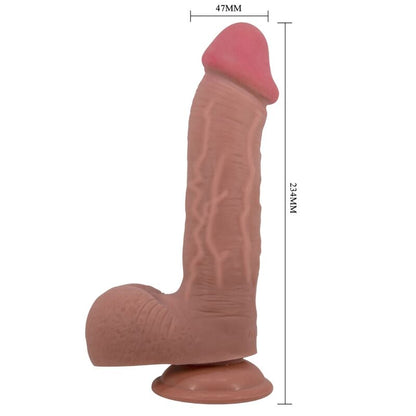PRETTY LOVE - SÉRIE SLIDING SKIN DILDO REALISTA COM VENTOSA SLIDING SKIN MARROM 23,4 CM
