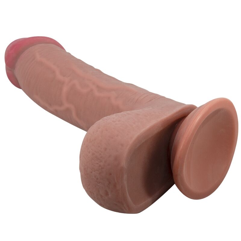 PRETTY LOVE - SÉRIE SLIDING SKIN DILDO REALISTA COM VENTOSA SLIDING SKIN MARROM 23,4 CM
