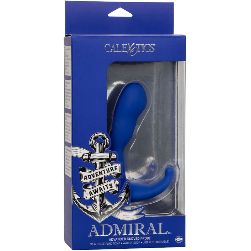 CALEXOTICS - ESTIMULADOR ANAL CURVADO ADMIRAL E VIBRADOR AZUL