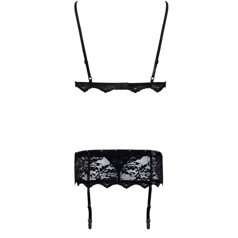 LIVCO CORSETTI FASHION - BELITA LC 90231 SUTIÃ + CALCINHA + CINTO-LIGA PRETO S/M
