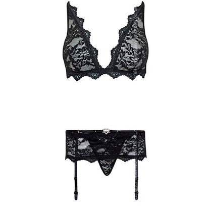 LIVCO CORSETTI FASHION - BELITA LC 90231 SUTIÃ + CALCINHA + CINTO-LIGA PRETO S/M