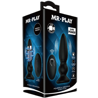MR PLAY - PODEROSO VIBRADOR CONTROLE REMOTO PLUG ANAL PRETO