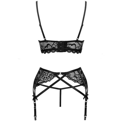 LIVCO CORSETTI FASHION - MORIDAM LC 90552 SUTIÃ + CINTA LIGA + CALCINHA NEGRO