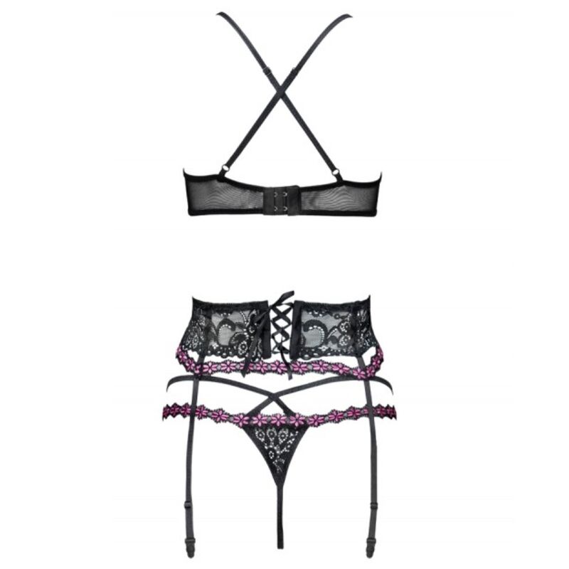 LIVCO CORSETTI FASHION - SNEHANA LC 90443 SUTIÃ + CINTO-LIGA + CALCINHA PRETA