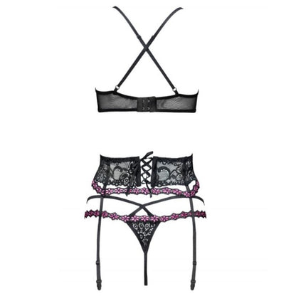 LIVCO CORSETTI FASHION - SNEHANA LC 90443 SUTIÃ + CINTO-LIGA + CALCINHA PRETA