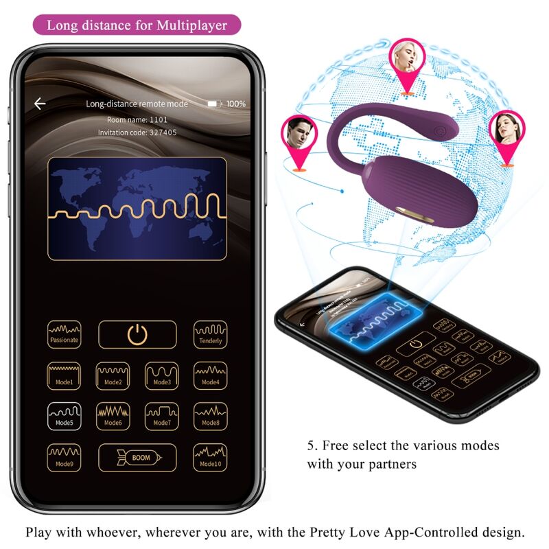 PRETTY LOVE - OVO VIBRANTE RECARREGÁVEL ROXO DOREEN