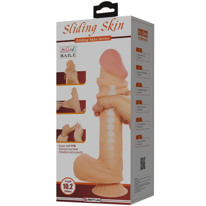 PRETTY LOVE - SÉRIE SLIDING SKIN DILDO REALISTA COM VENTOSA DESLIZANTE DE PELE CARNE 26 CM