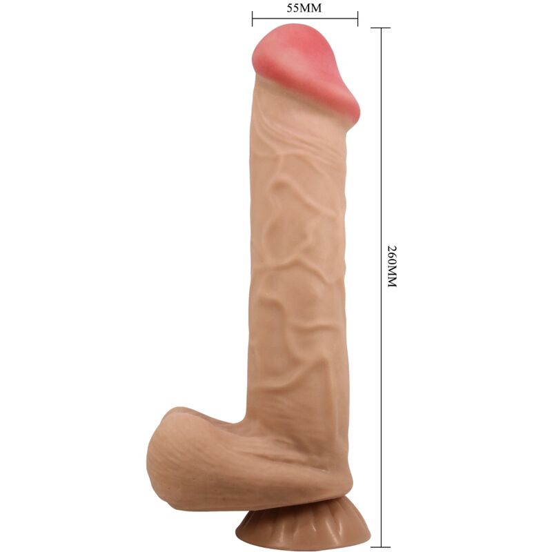 PRETTY LOVE - SÉRIE SLIDING SKIN DILDO REALISTA COM VENTOSA DESLIZANTE DE PELE CARNE 26 CM