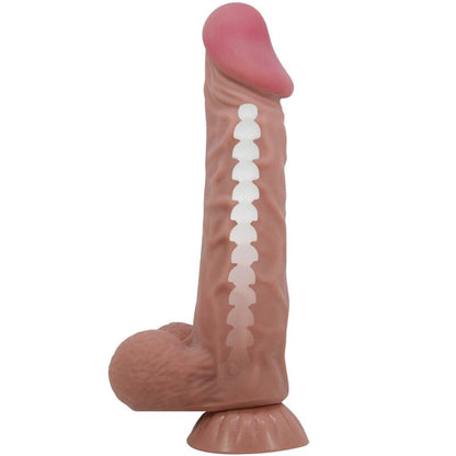 PRETTY LOVE - SÉRIE SLIDING SKIN DILDO REALISTA COM VENTOSA DESLIZANTE SKIN MARROM 24 CM