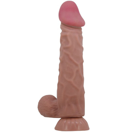 PRETTY LOVE - SÉRIE SLIDING SKIN DILDO REALISTA COM VENTOSA DESLIZANTE SKIN MARROM 24 CM