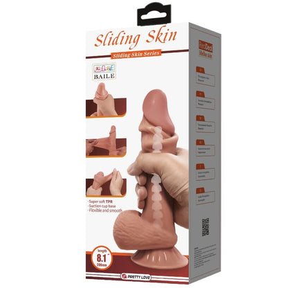 PRETTY LOVE - SÉRIE SLIDING SKIN DILDO REALISTA COM VENTOSA DESLIZANTE DE PELE MARROM 21,8 CM