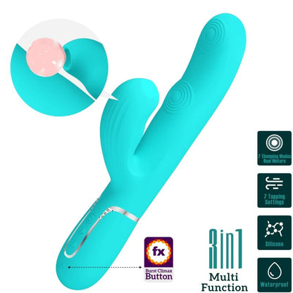 PRETTY LOVE - PERLITA MULTIFUNCIONAL 3 EM 1 VIBRADOR PONTO G VERDE ÁGUA