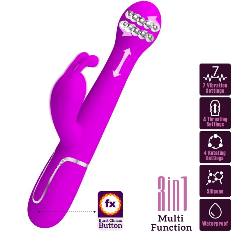PRETTY LOVE - DEJON RABBIT VIBRATOR 3 IN 1 MULTIFUNKTIONS VIOLETT