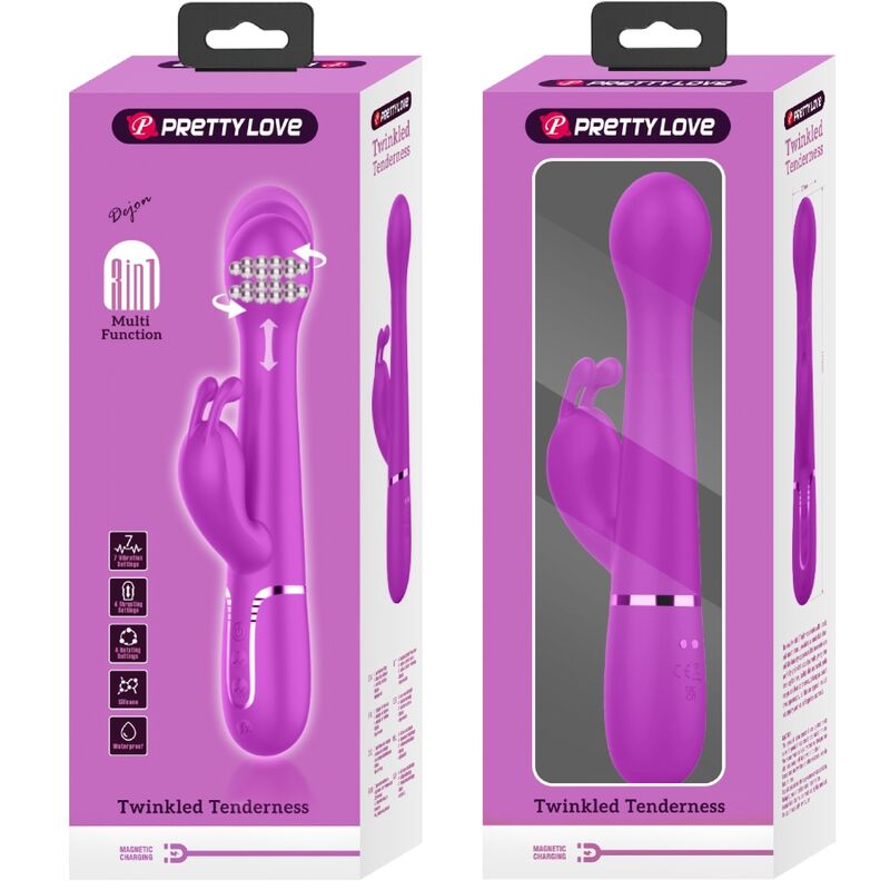 PRETTY LOVE - DEJON RABBIT VIBRATOR 3 IN 1 MULTIFUNKTIONS VIOLETT