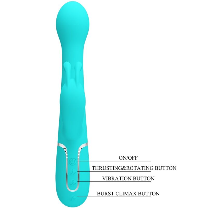 PRETTY LOVE - DEJON RABBIT VIBRADOR 3 EM 1 MULTIFUNCIONAL AQUA GREEN