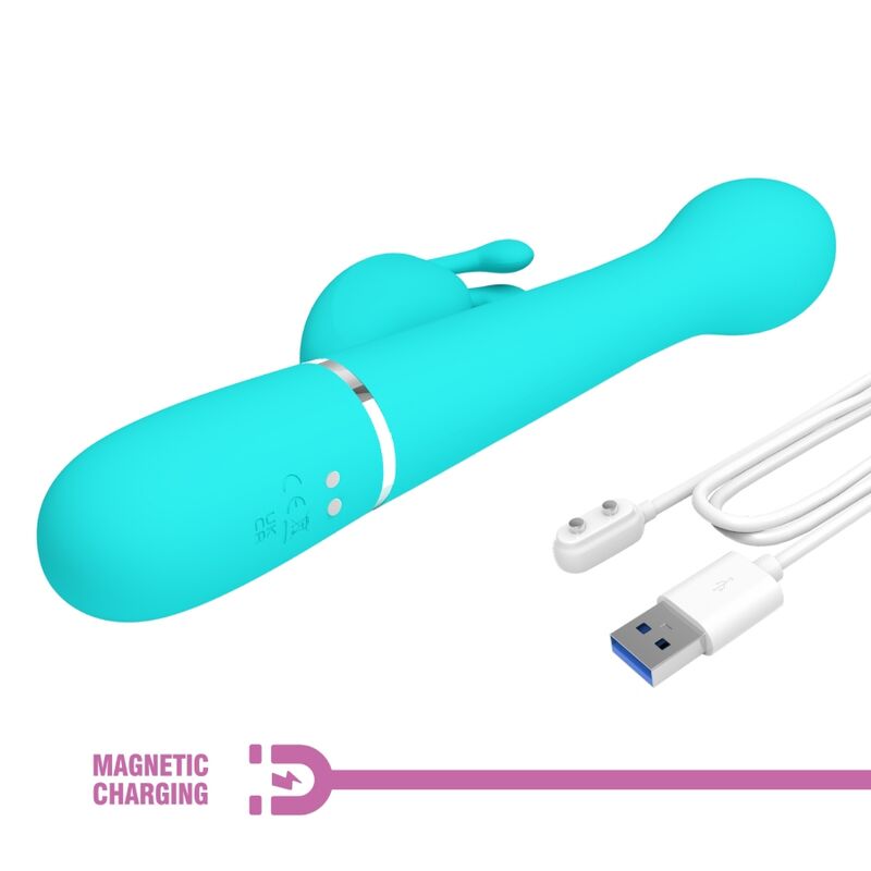 PRETTY LOVE - DEJON RABBIT VIBRADOR 3 EM 1 MULTIFUNCIONAL AQUA GREEN