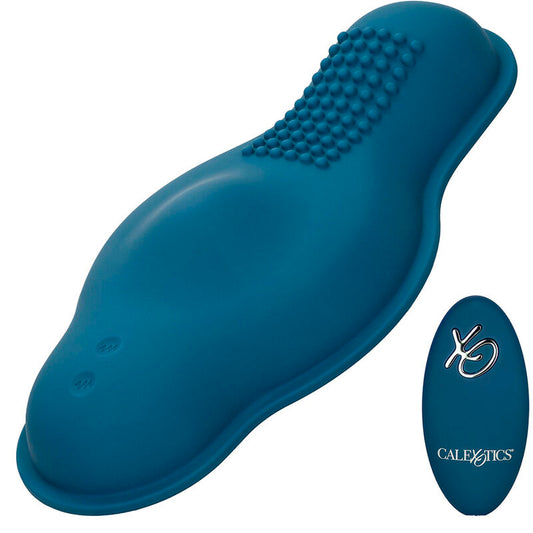 CALEXOTICS - RIDER MASSAGER MOTOR DUPLO CONTROLE REMOTO AZUL