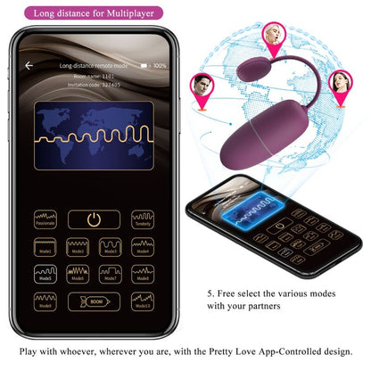 PRETTY LOVE - OVO VIBRANTE DE NINFA CONTROLADO POR APLICATIVO LILA