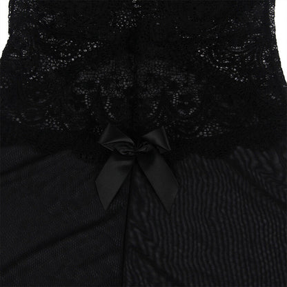 SUBBLIME - BABYDOLL TECIDO DE TULE COM RENDA E DETALHE DE FLOR PRETO S/M