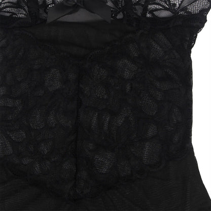 SUBBLIME - BABYDOLL COM ALÇAS AJUSTÁVEIS E RENDA TRANSPARENTE ESTAMPA FLORAL PRETO S/M