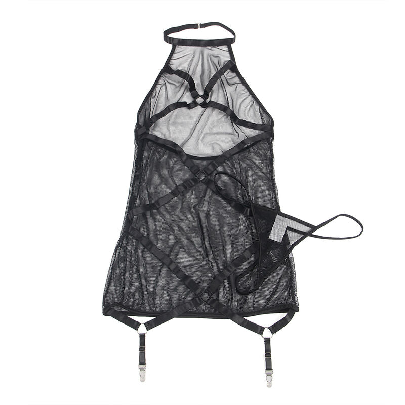 SUBLLIME - VESTIDO TRANSPARENTE COM DECOTE HALTER PRETO S/M