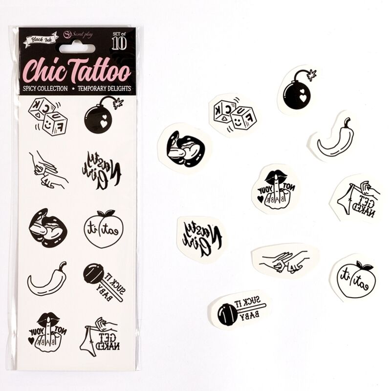 SECRET PLAY - CONJUNTO DE 10 TATUAGENS TEMPORÁRIAS SPICY COLLECTION