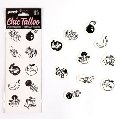 SECRET PLAY - CONJUNTO DE 10 TATUAGENS TEMPORÁRIAS SPICY COLLECTION
