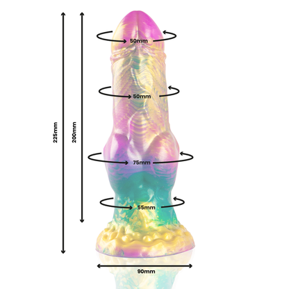 ÉPICO - DILDO IRIS COM TESTÍCULOS ARCO-ÍRIS DE PRAZER
