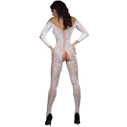 LIVCO CORSETTI FASHION - ZITA LC 17199 BODYSTOCKING CROTCHLESS BRANCO TAMANHO ÚNICO