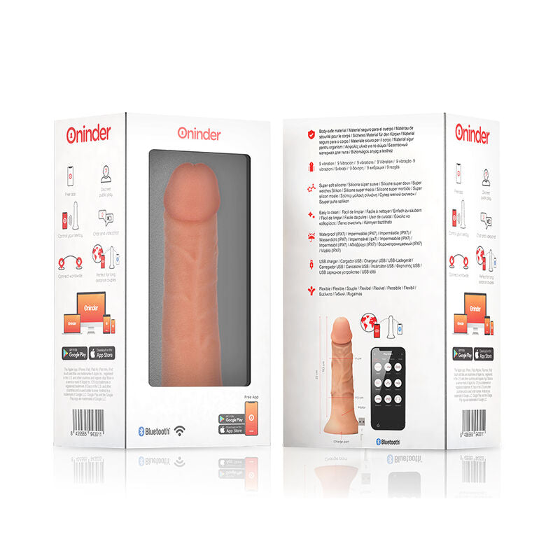 ONINDER - GRANDE BOGOTÁ VIBRADOR DILDO 9 VELOCIDADES NATURAL 22 CM -O- 4,5 CM - APLICATIVO GRÁTIS