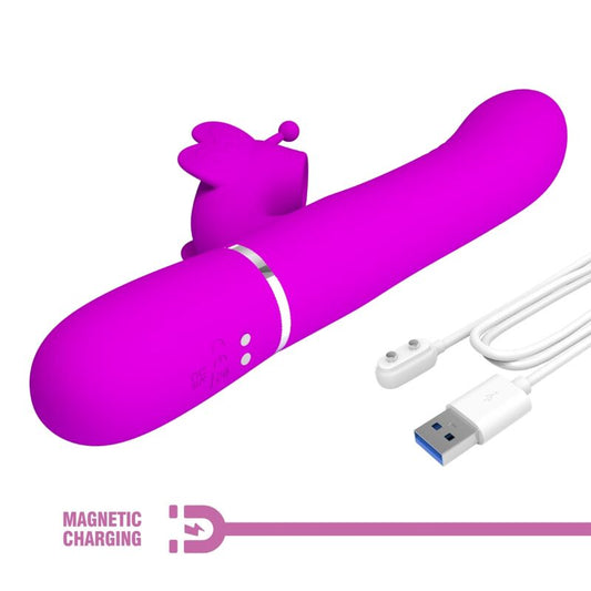 PRETTY LOVE - VIBRADOR COELHO MULTIFUNCIONAL 4 EM 1 BORBOLETA FÚCSIA
