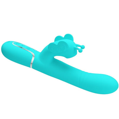 PRETTY LOVE - VIBRADOR COELHO MULTIFUNCIONAL 4 EM 1 BORBOLETA VERDE ÁGUA