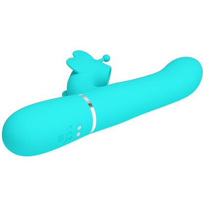 PRETTY LOVE - VIBRADOR COELHO MULTIFUNCIONAL 4 EM 1 BORBOLETA VERDE ÁGUA