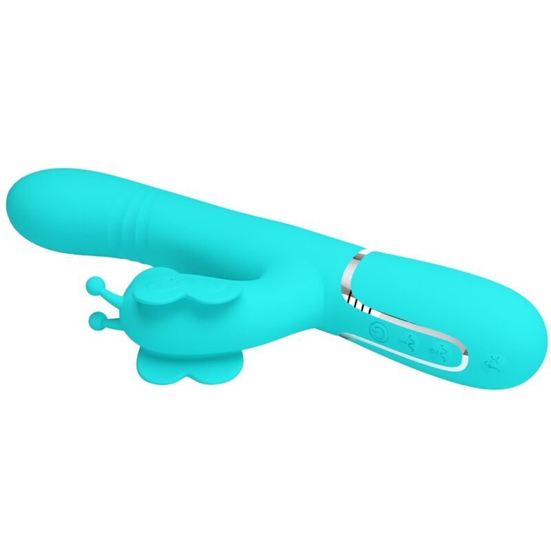 PRETTY LOVE - VIBRADOR COELHO MULTIFUNCIONAL 4 EM 1 BORBOLETA VERDE ÁGUA