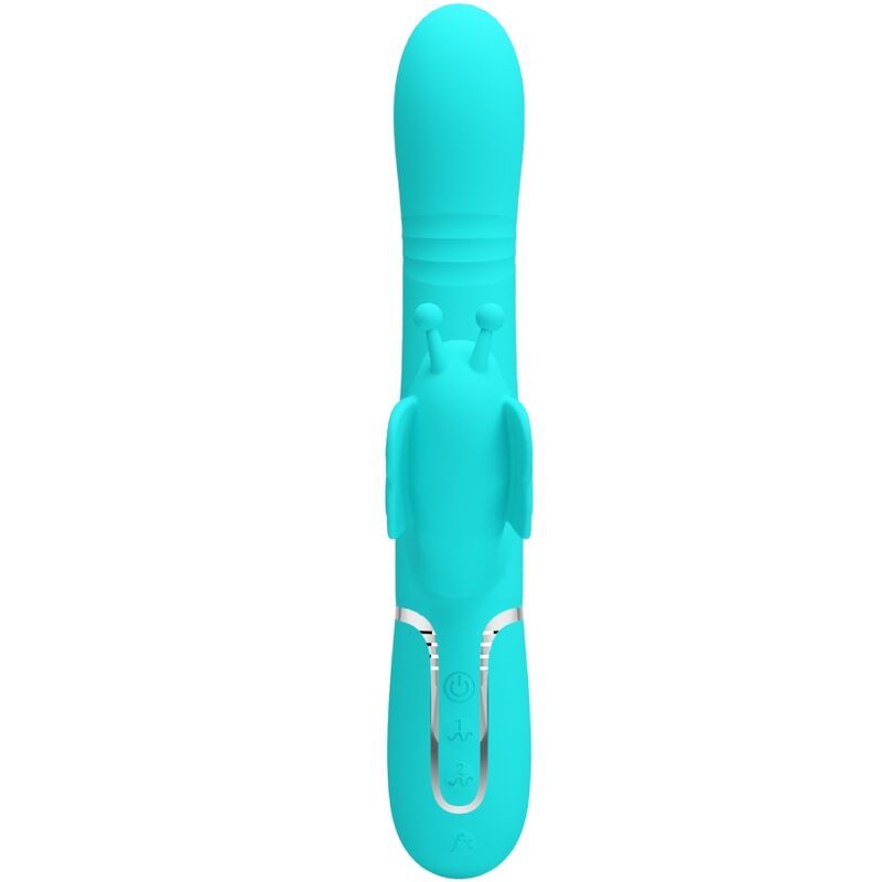 PRETTY LOVE - VIBRADOR COELHO MULTIFUNCIONAL 4 EM 1 BORBOLETA VERDE ÁGUA