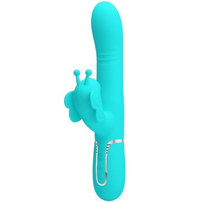 PRETTY LOVE - VIBRADOR COELHO MULTIFUNCIONAL 4 EM 1 BORBOLETA VERDE ÁGUA