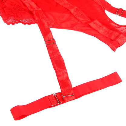 SUBBLIME - TEDDY WITH GARTER STRAP DETAIL CHEST RED S/M