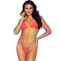 LEG AVENUE - BODY DE MANGA COMPRIDA EM REDE MULTICOLORIDO