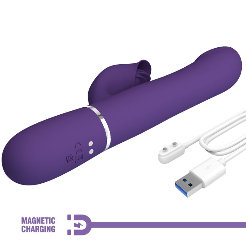 PRETTY LOVE - ZALIN RABBIT VIBRADOR PÉROLAS 4 EM 1 ROXO
