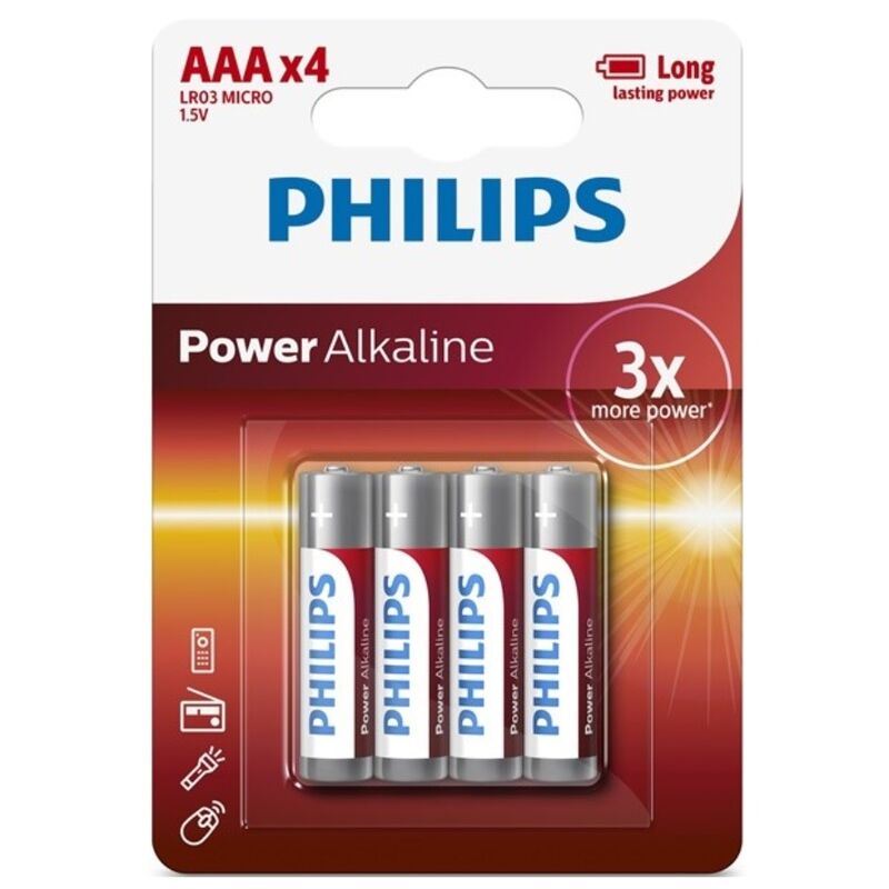 PHILIPS - PILHA ALCALINA AAA LR03 4 PACOTE