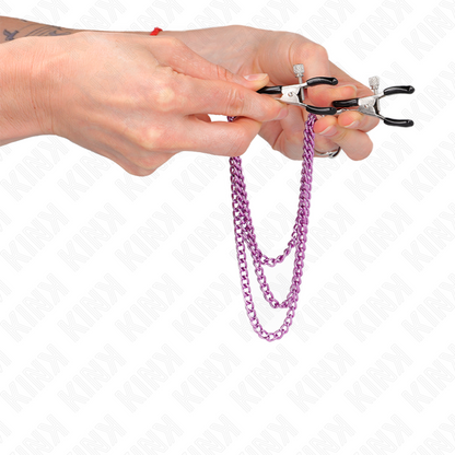 KINK - GRAMPOS DE MAMILOS COM 3 CORRENTES ROXO 20/23/28 CM