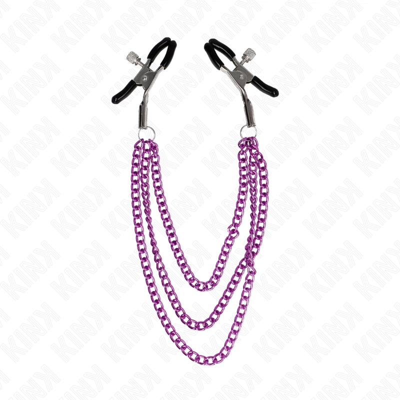KINK - GRAMPOS DE MAMILOS COM 3 CORRENTES ROXO 20/23/28 CM