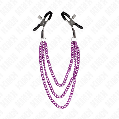 KINK - GRAMPOS DE MAMILOS COM 3 CORRENTES ROXO 20/23/28 CM