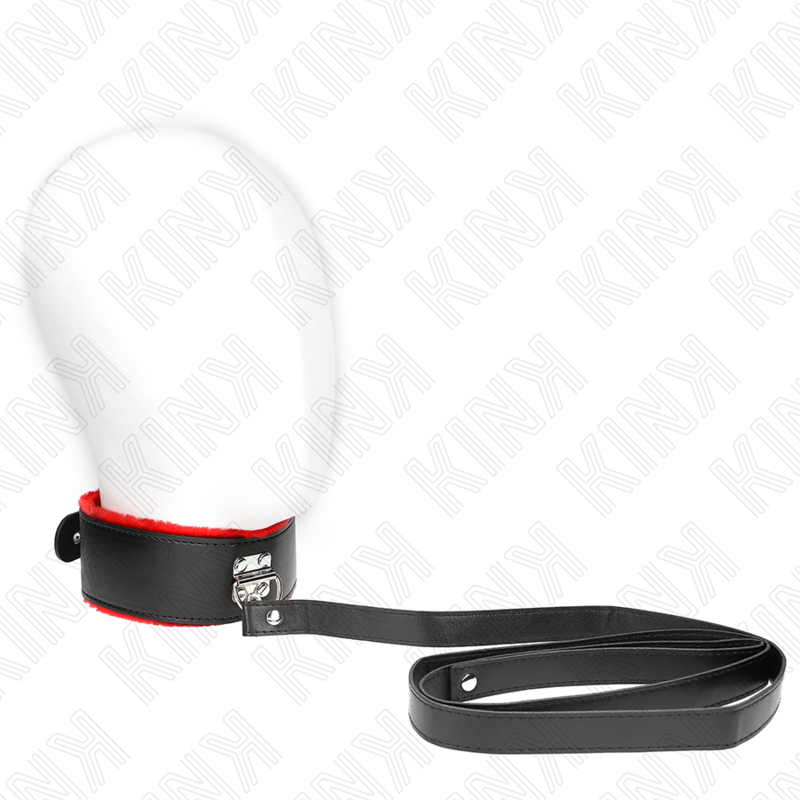 KINK - COLAR COM CINTO 116 CM COM ALÇA DE COURO VERMELHO AJUSTÁVEL 40-48 CM X 6 CM