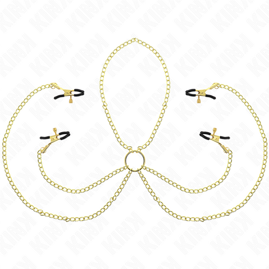 KINK - 4 GRAMPOS DE MAMILOS E CLITÓRIS AJUSTÁVEIS OURO